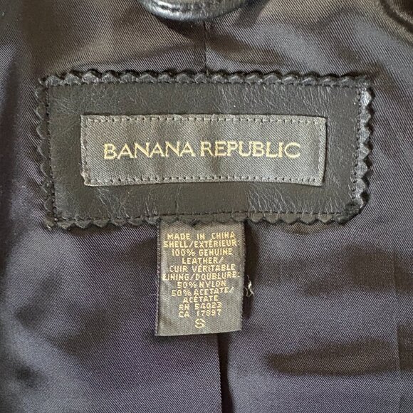 90's Vintage Banana Republic Black Leather Jacket Perfect Condition - Small - Picture 3 of 8